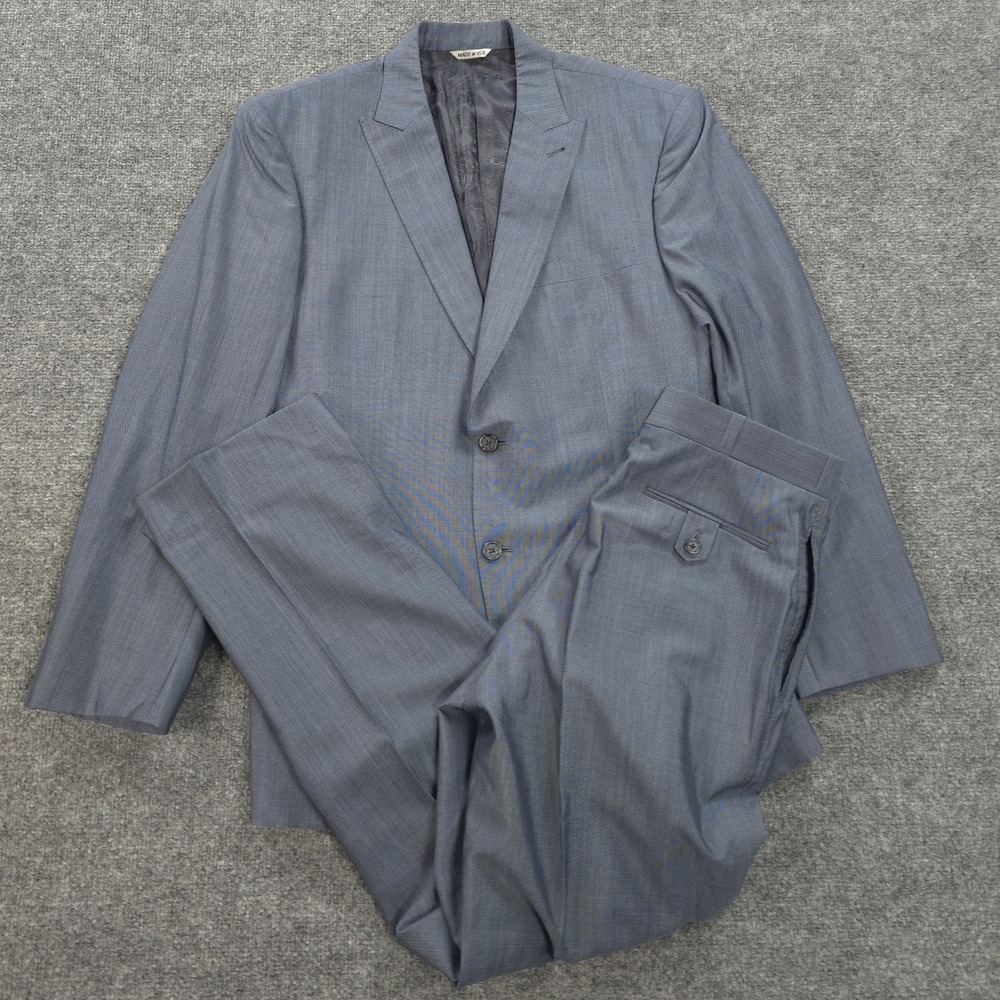 Daryl James Suit Mens 40 32x32 Blue 2 Piece Set Bespoke Custom Tailored NFL USA